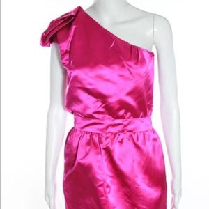 Cynthia Rowley 100% Silk Zip Up One Shoulder Dress